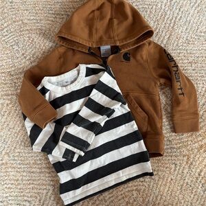 Carhartt Brown Hoodie and H&M Striped Shirt